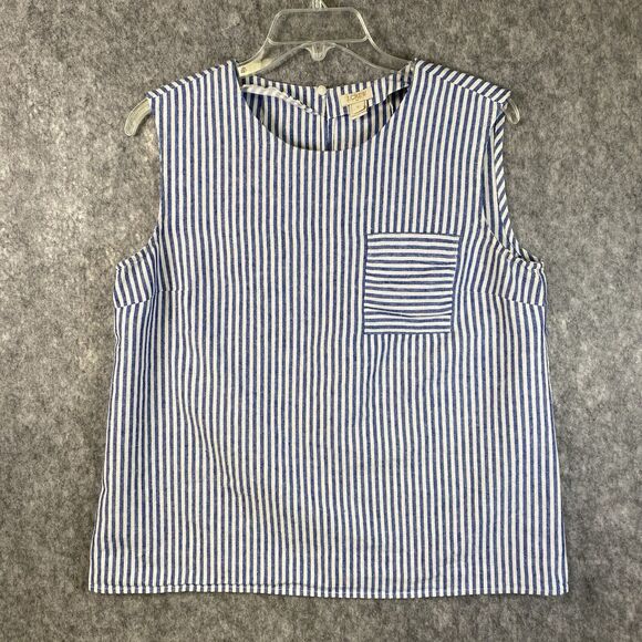 J. Crew Tops - J. Crew Sleeveless Boxy Shirt Womens 8 Blue White Striped Preppy Southern